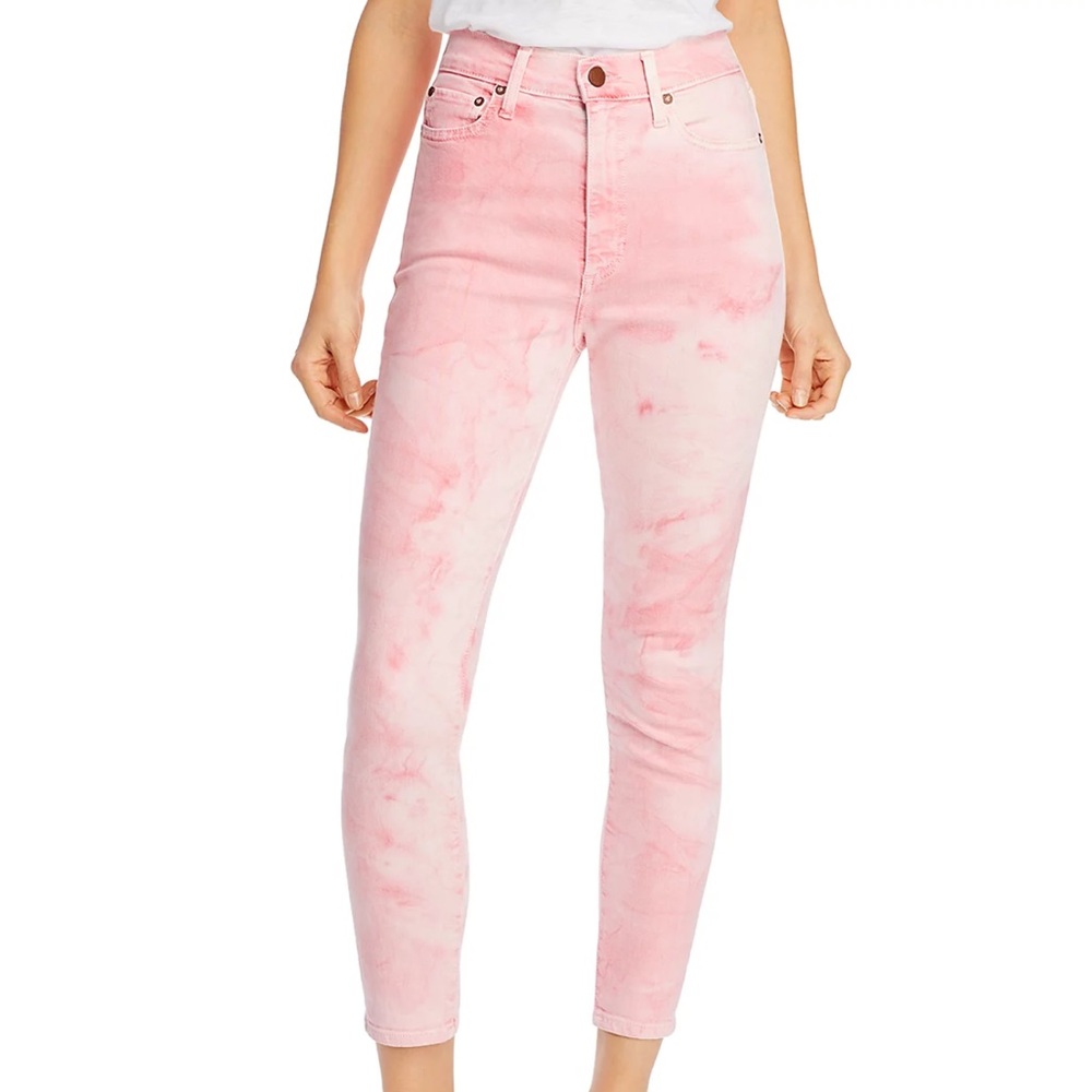 Alice + Olivia High-Rise Good Skinny Jeans in Crystal Cloud Pink